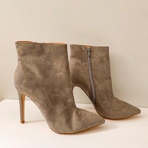 Grey Faux Suede High Heel Bootie Size 7.5
